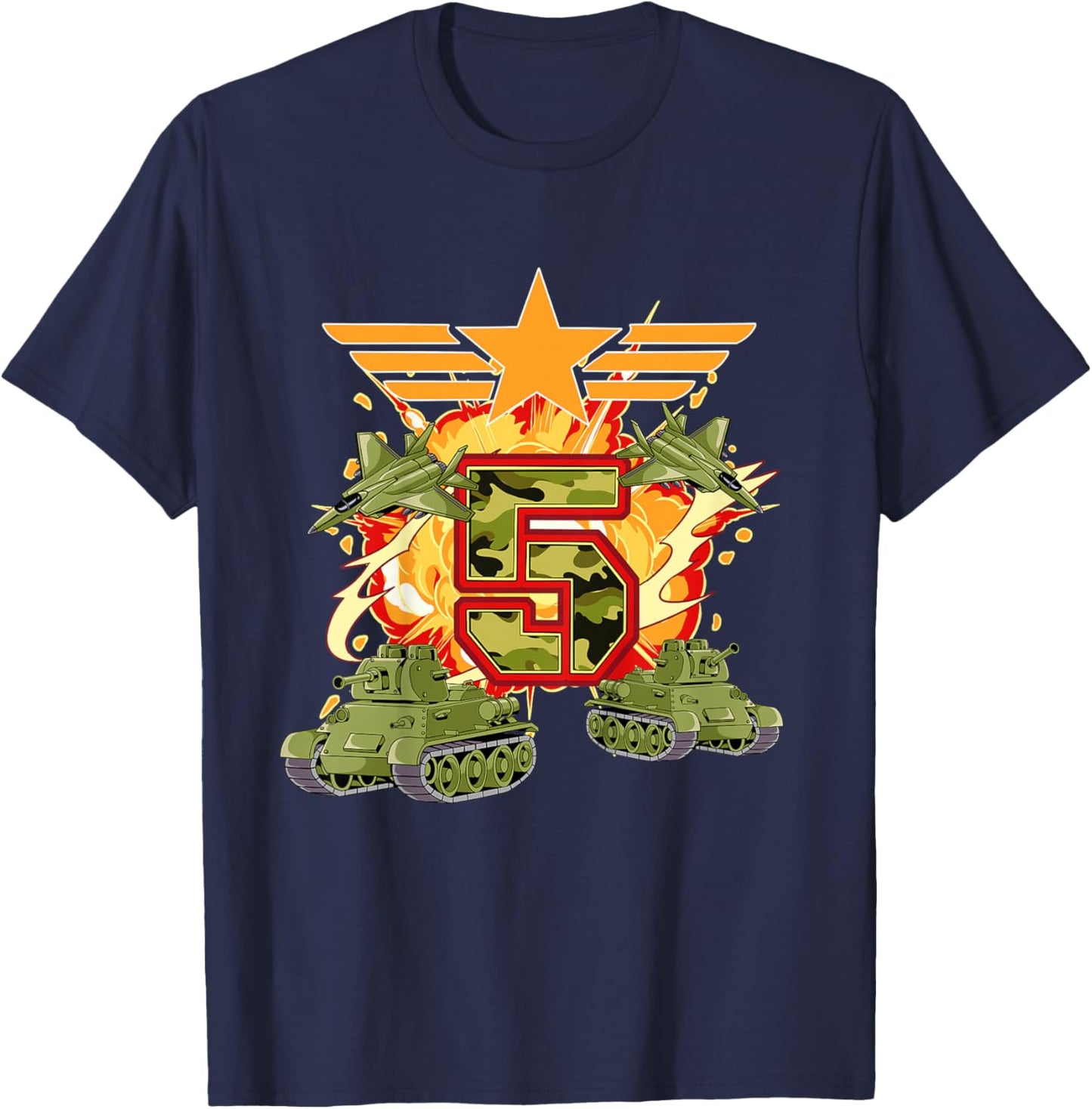 Kids 5th Birthday Army T-Shirt - T-Shirt | Navy