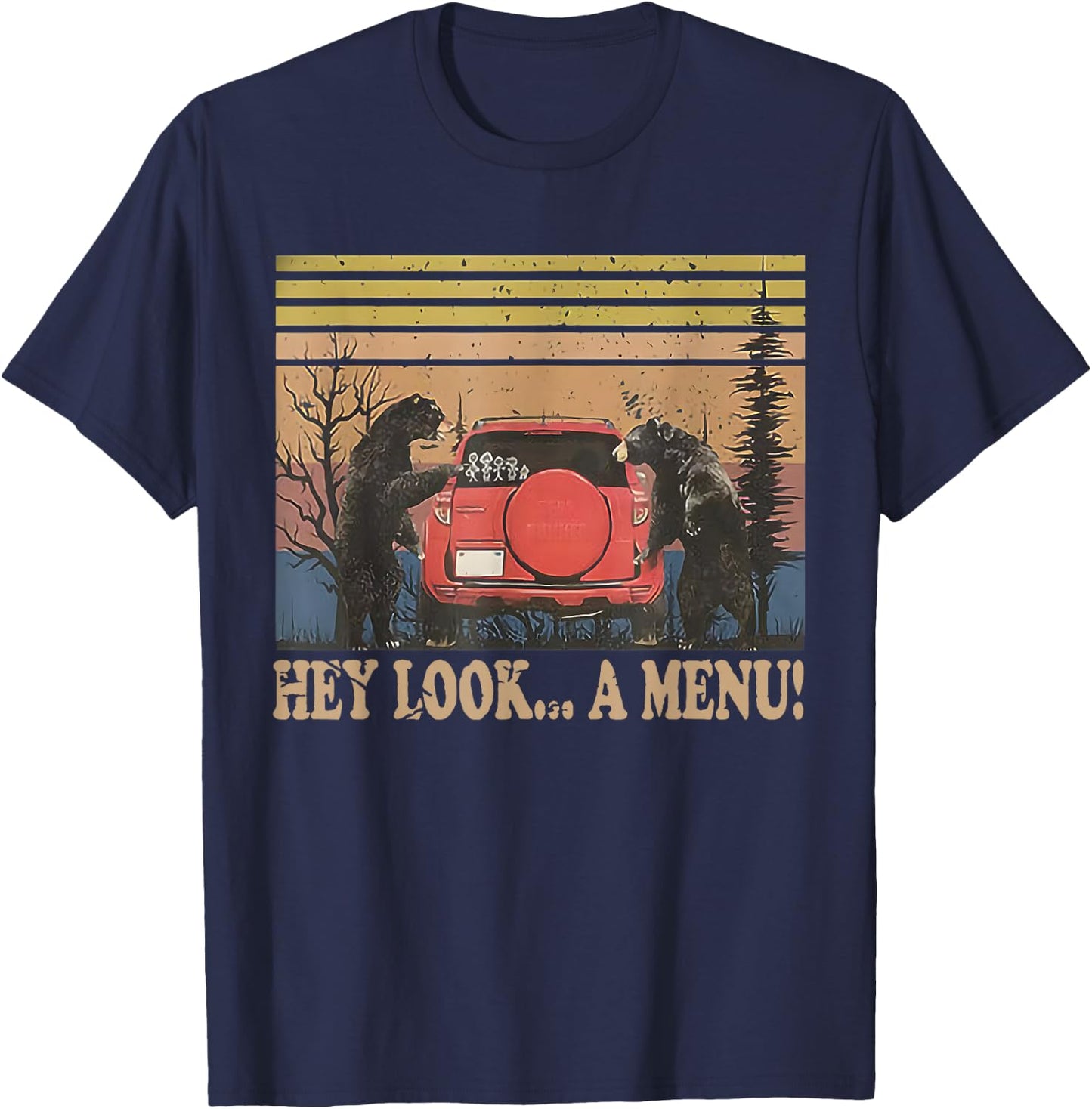 Hey Look A Menu Funny Camping Bear T-Shirt - T-Shirt | Navy
