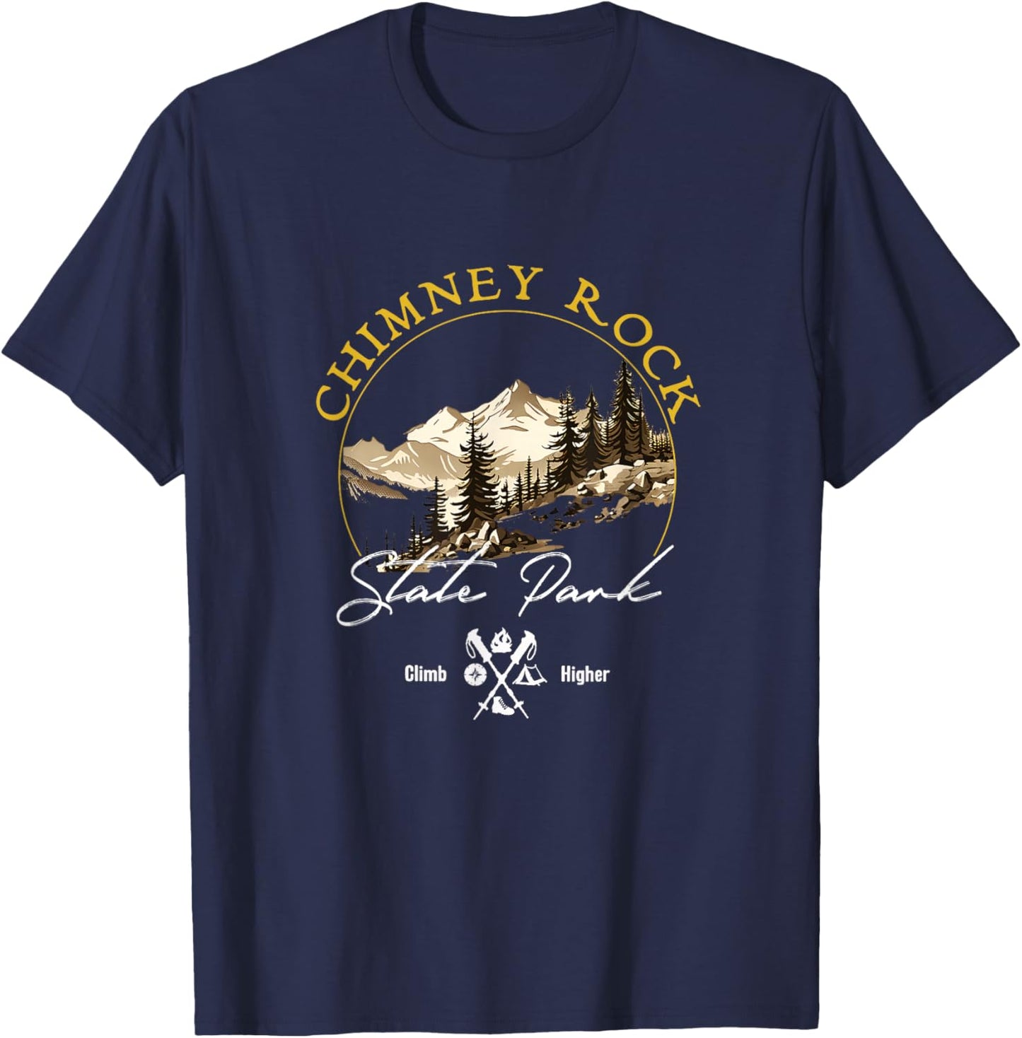 Chimney Rock State Park Retro Vintage Apparel - Souvenir T-Shirt - T-Shirt | Navy