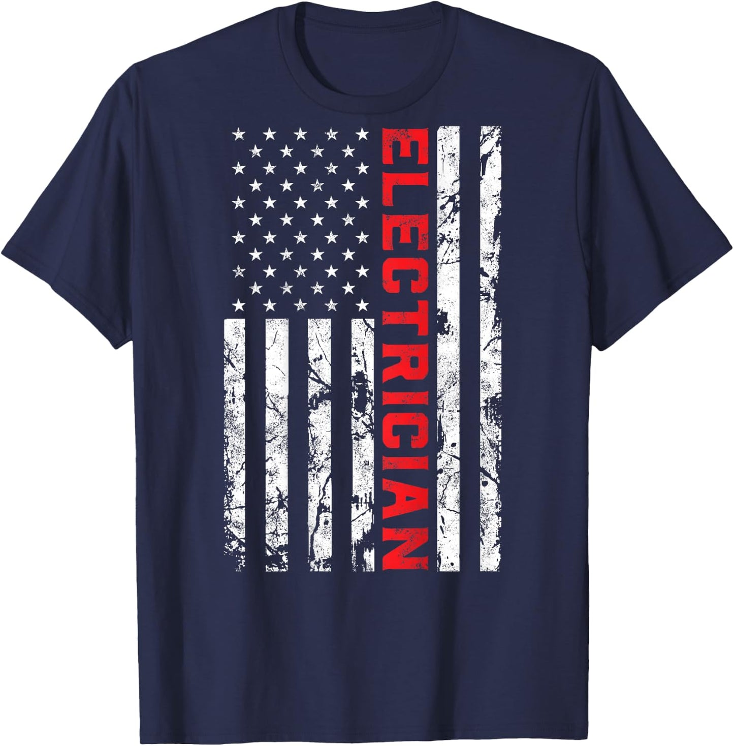 Electrician Patriotic American flag electrician father day T-Shirt - T-Shirt | Navy