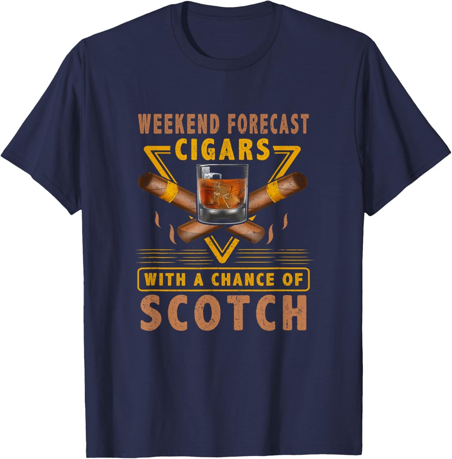 Cool Cigar and Scotch for Old Guys or Dads Gifts T-Shirt - T-Shirt | Navy