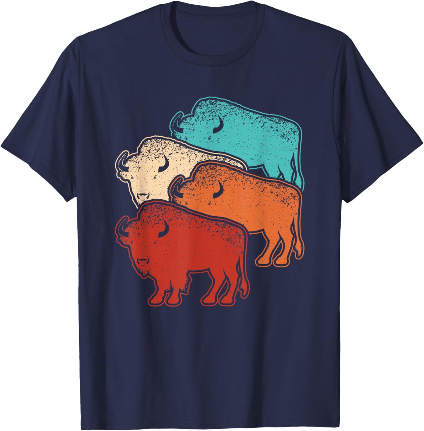 Retro Bison Lover Vintage Buffalo Men Women Kids T-Shirt - T-Shirt | Navy