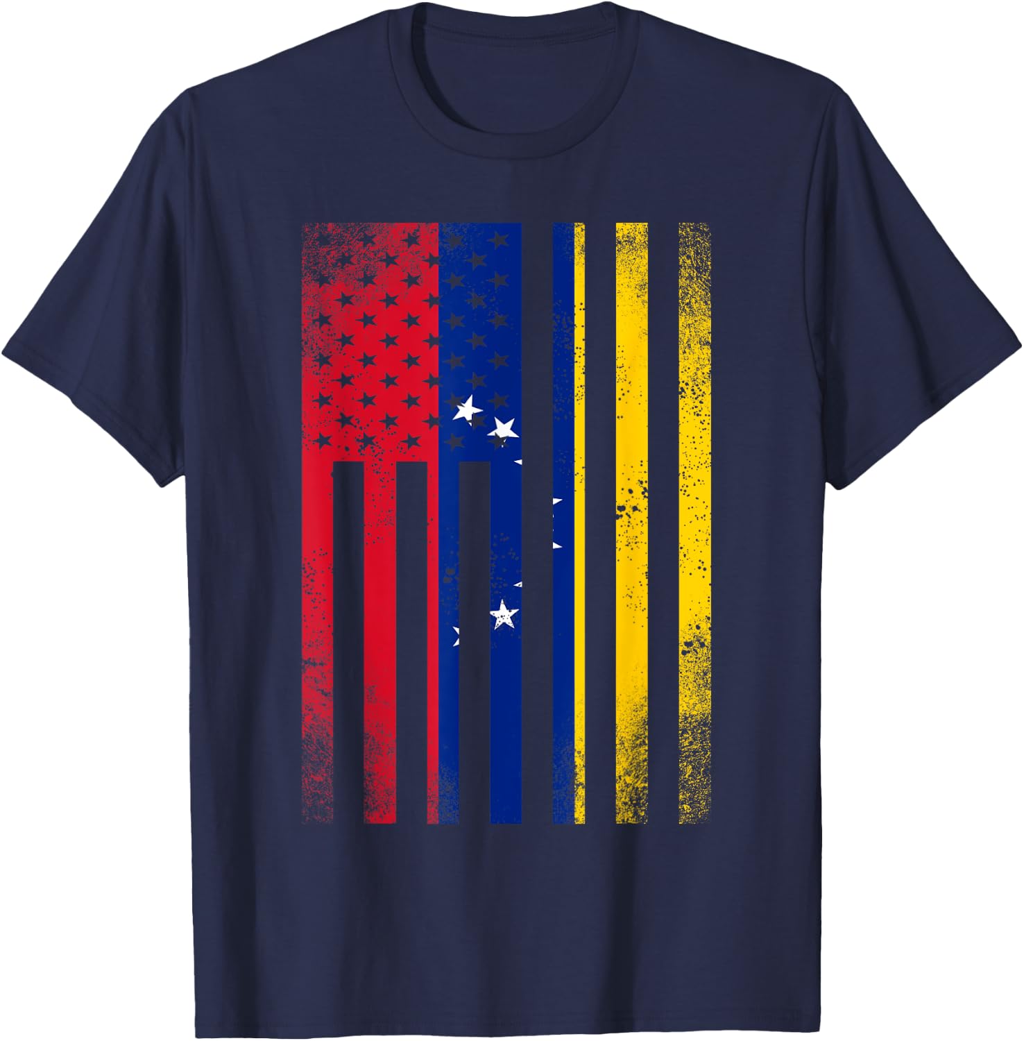 Half Venezuelan Flag | Vintage American Inside Me USA Gift T-Shirt - T-Shirt | Navy