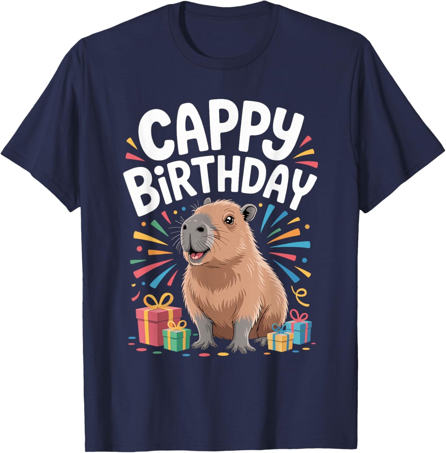 Cappy Birthday Capybara Lovers of Capybara Birthday T-Shirt - T-Shirt | Navy