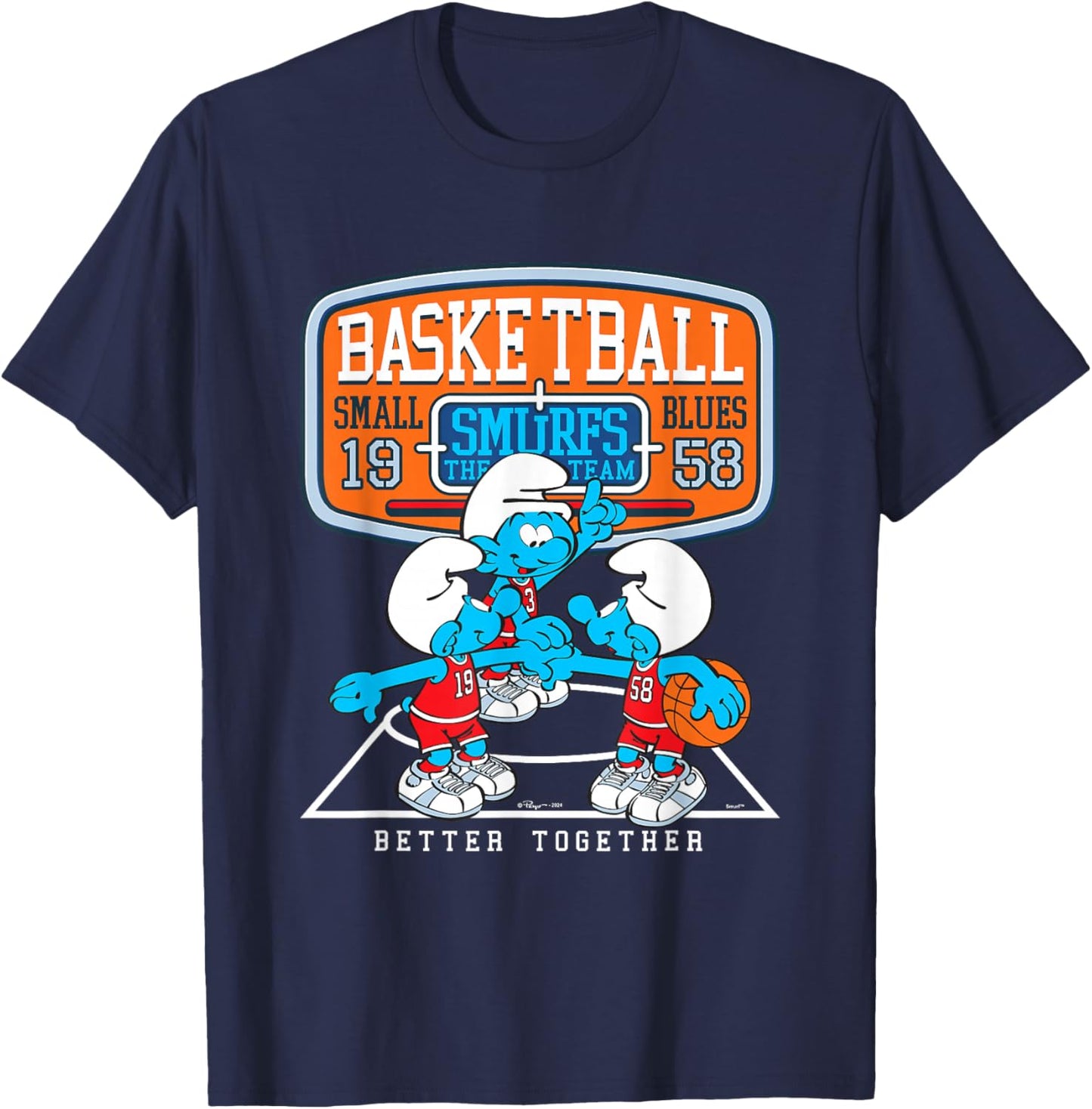 The Smurfs Basketball Team Better Together Big Chest Logo T-Shirt - T-Shirt | Navy