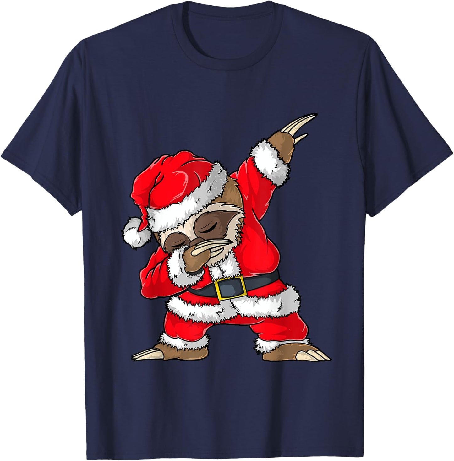 Dabbing Santa Sloth Merry Slothmas Christmas Kids Pajama T-Shirt - T-Shirt | Navy