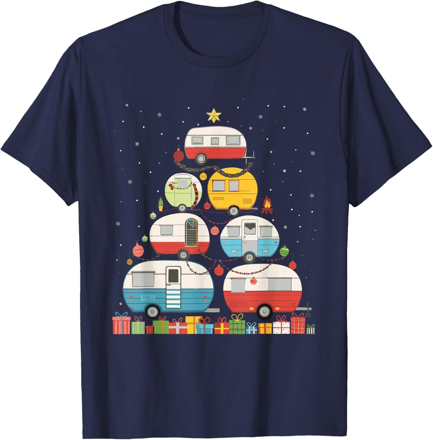 Camping Christmas Tree T-Shirt - T-Shirt | Navy