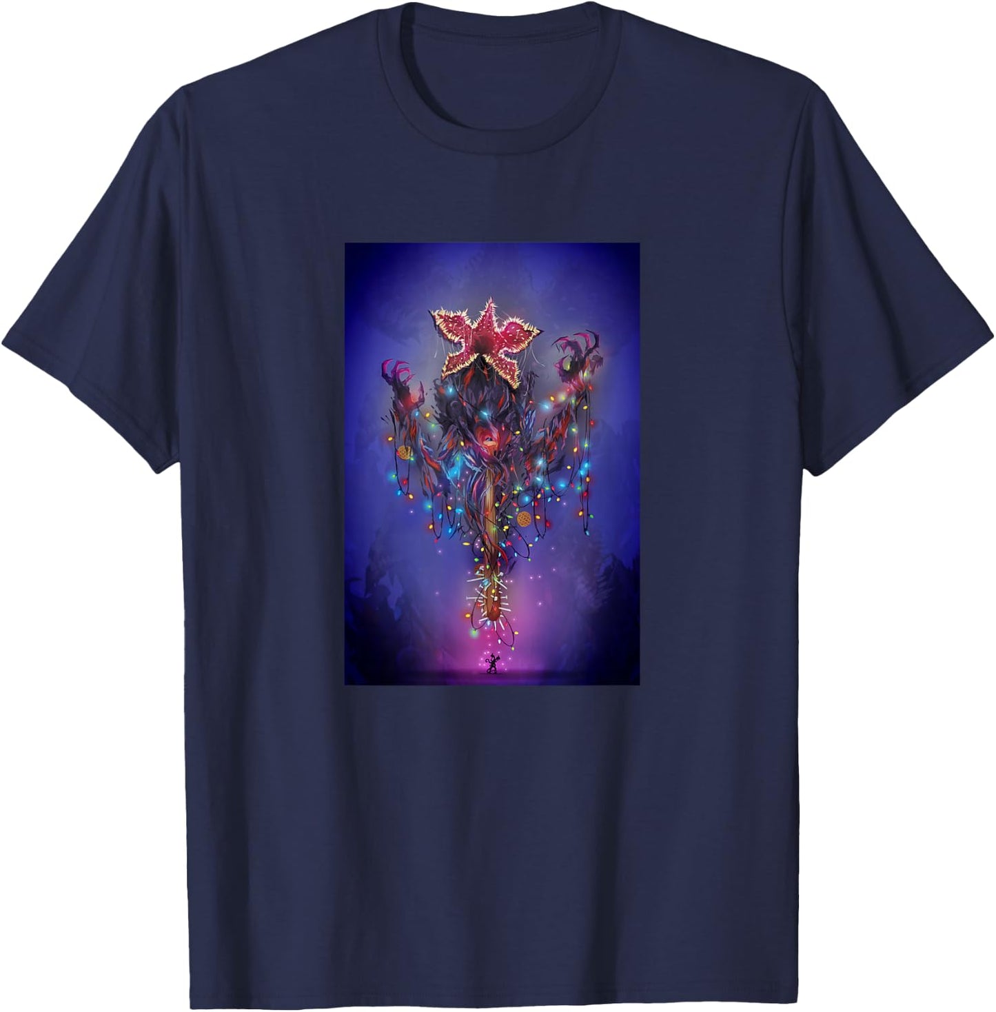 Stranger Things Demogorgon Christmas Lights T-Shirt - T-Shirt | Navy