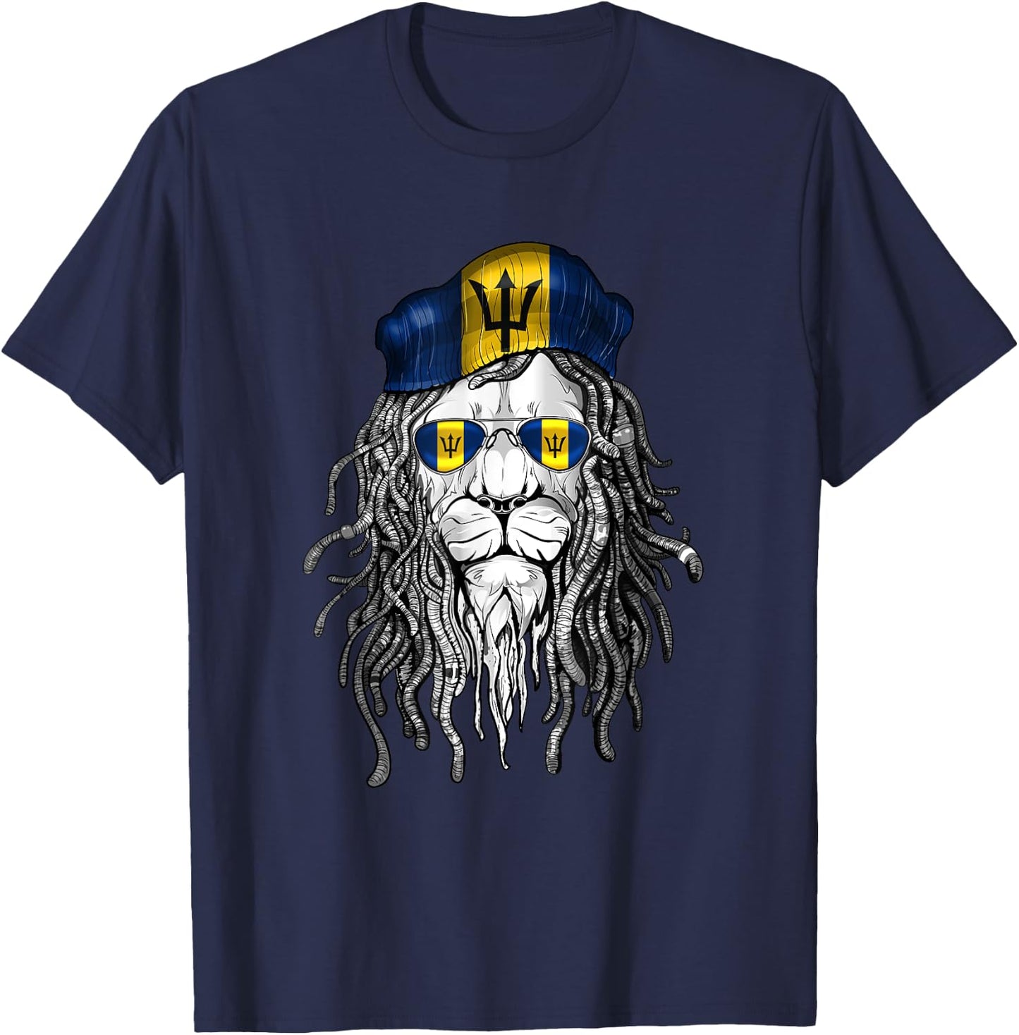 Barbados Flag Lion T-Shirt - T-Shirt | Navy
