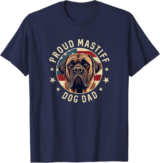 Proud Mastiff Dad American Flag Patriotic Mastiff Dad T-Shirt - T-Shirt | Navy