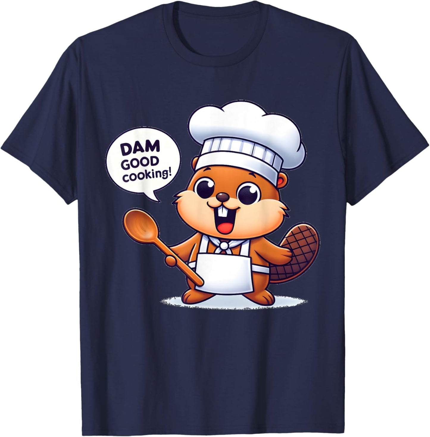 Funny Beaver Chef Humor Animal Lovers Cute Beavers Graphic T-Shirt - T-Shirt | Navy