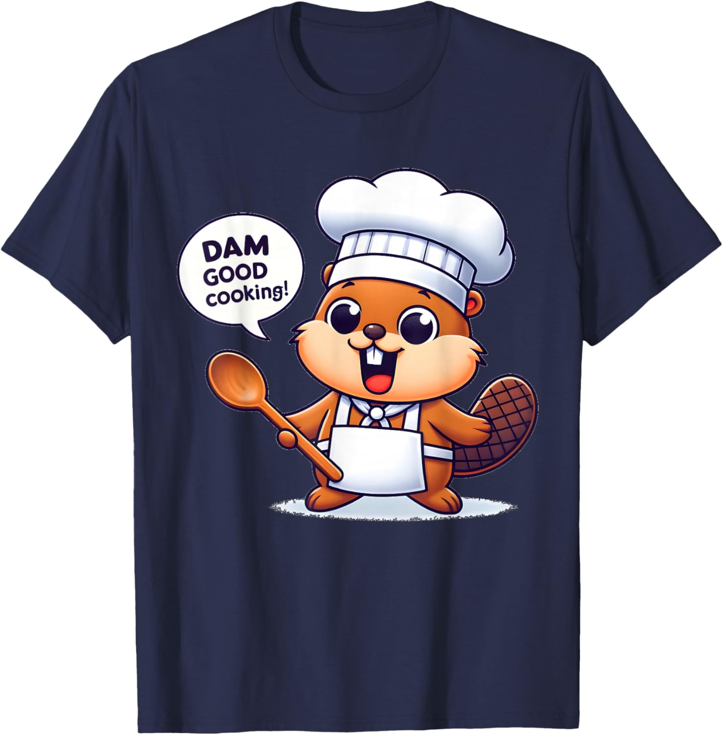 Funny Beaver Chef Humor Animal Lovers Cute Beavers Graphic T-Shirt - T-Shirt | Navy