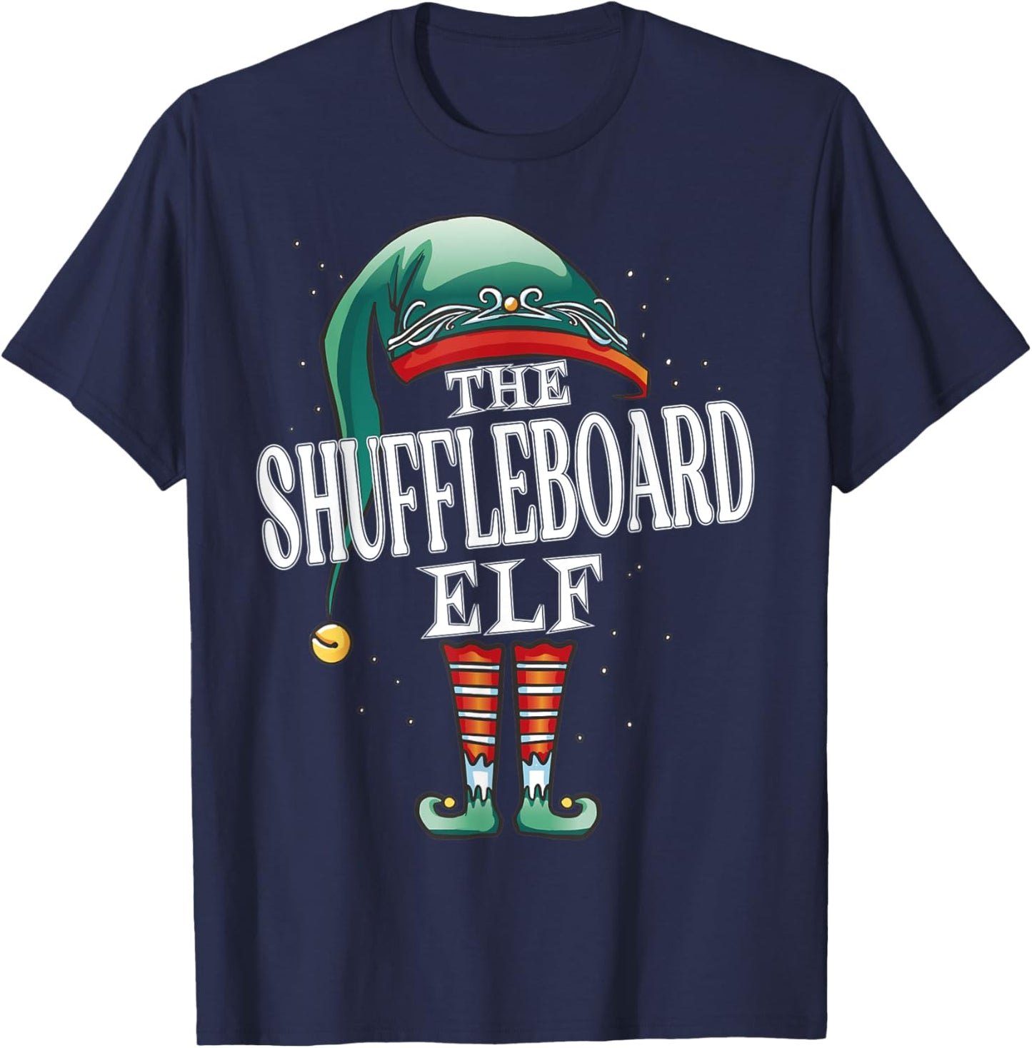 Shuffleboard Elf Christmas Group Xmas Pajama Party T-Shirt - T-Shirt | Navy