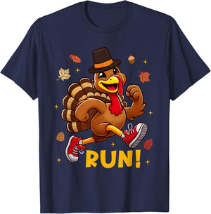 Turkey Run Costume Thanksgiving Funny Running Turkey Trot T-Shirt - T-Shirt | Navy
