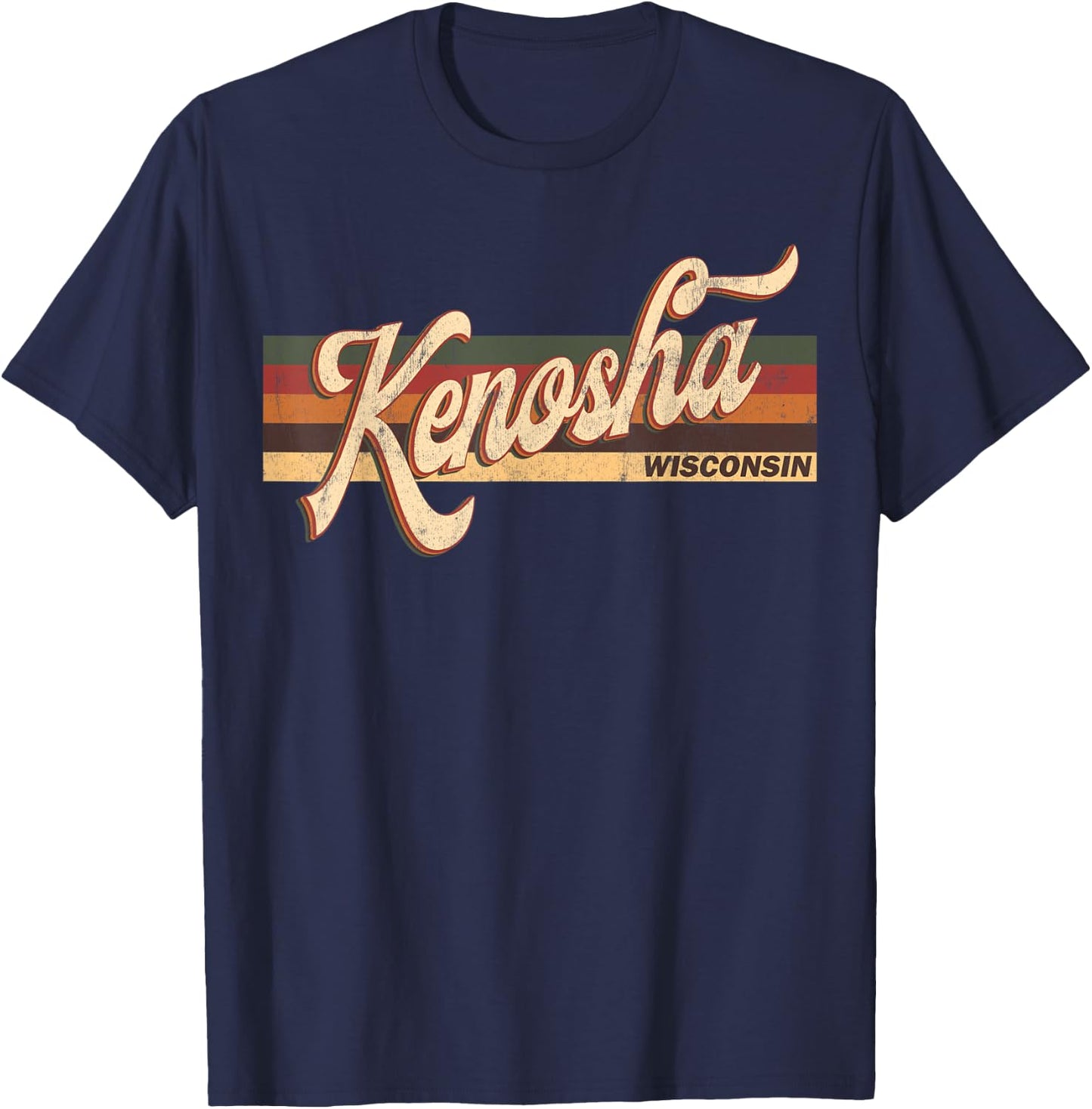 kenosha Wisconsin - Retro 1970's 80'S Style T-Shirt - T-Shirt | Navy