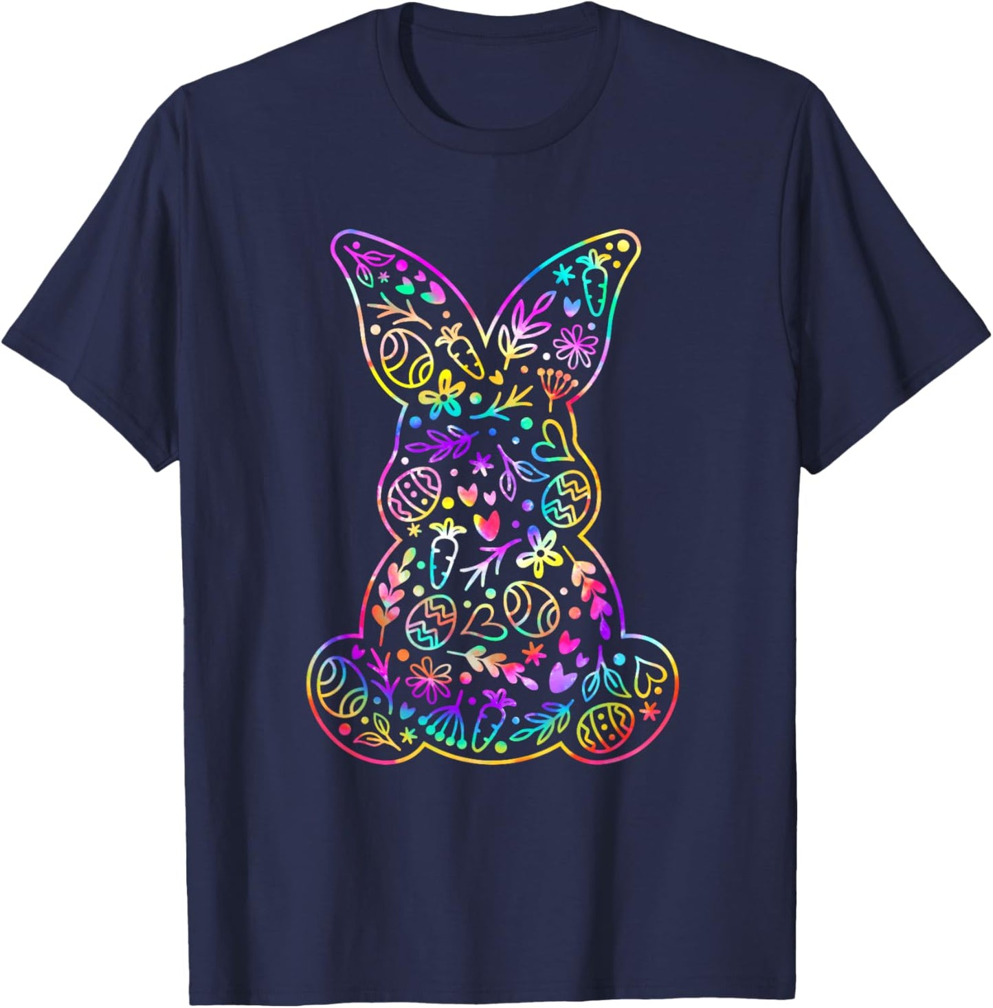 Easter Day Cute Floral Easter Bunny Tie Dye Women Kids Girl T-Shirt - T-Shirt | Navy