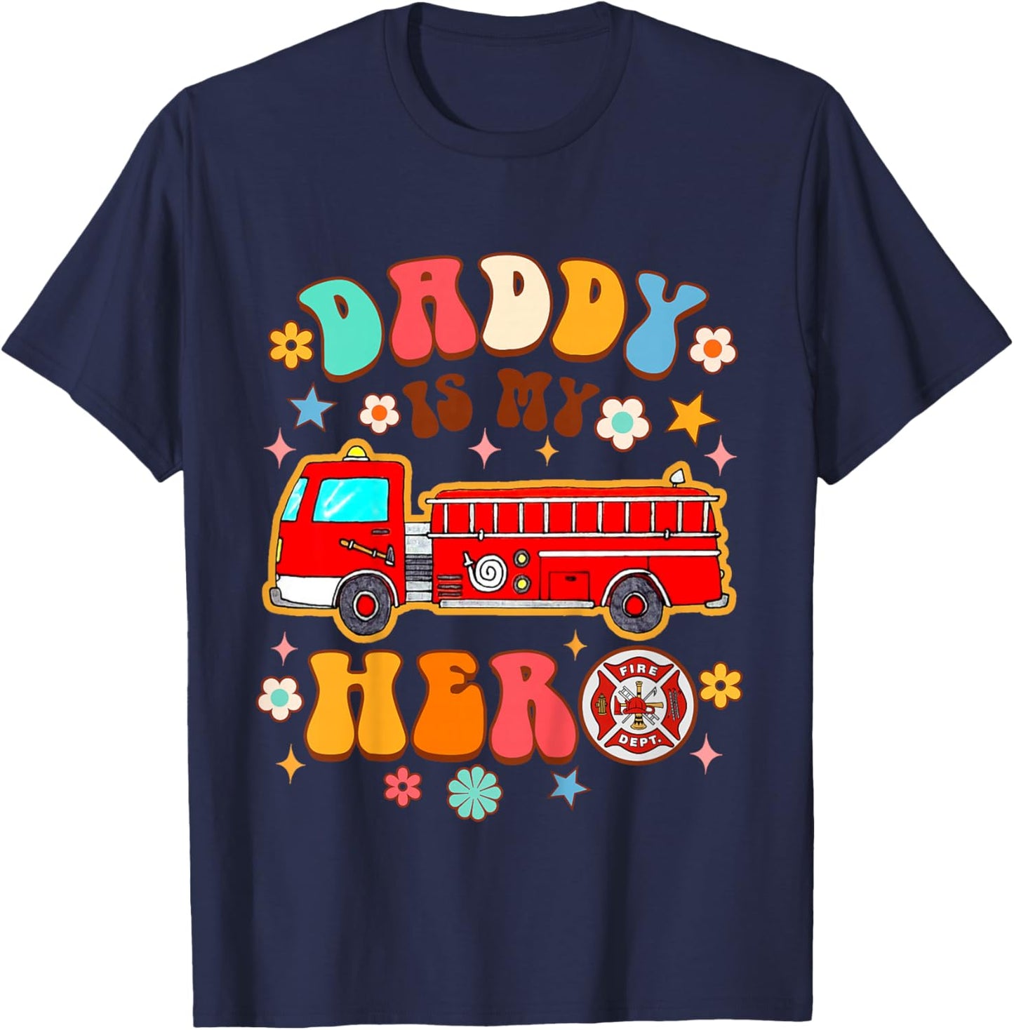 Fireman Firefighter Daddy & Me Daddy is My Hero Father’s Day T-Shirt - T-Shirt | Navy