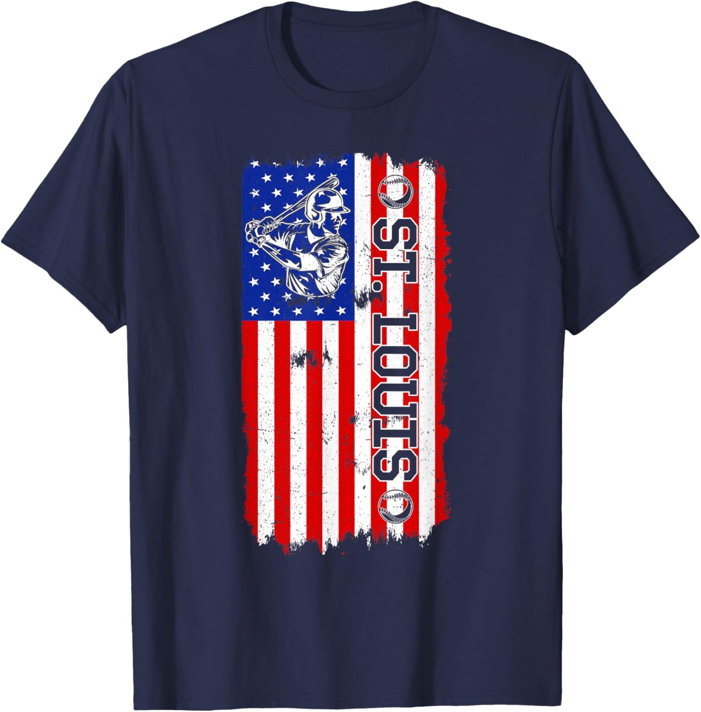 Vintage Style St. Louis Baseball and Men T-Shirt - T-Shirt | Navy