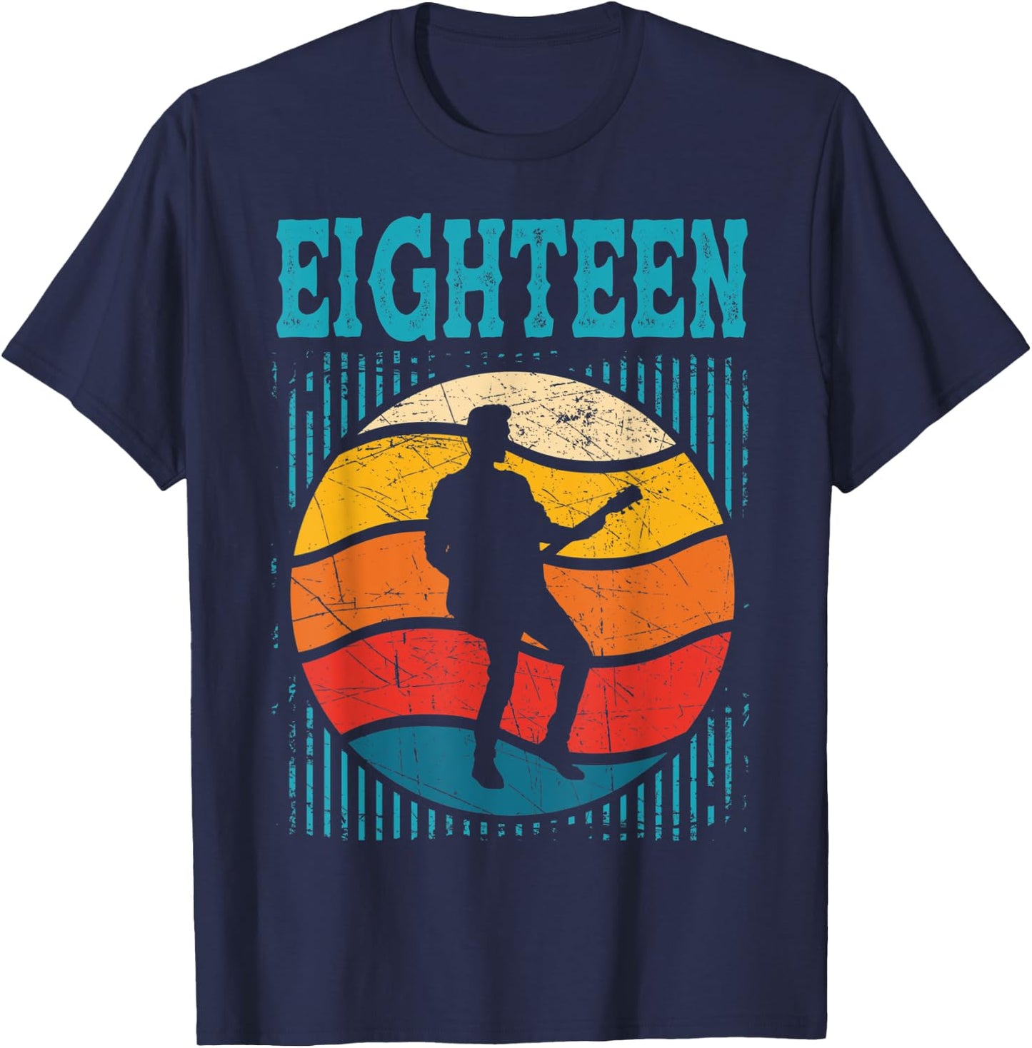 18 Year Old Shirt 18th Birthday Boy Guitar Player Guitarist T-Shirt - T-Shirt | Navy