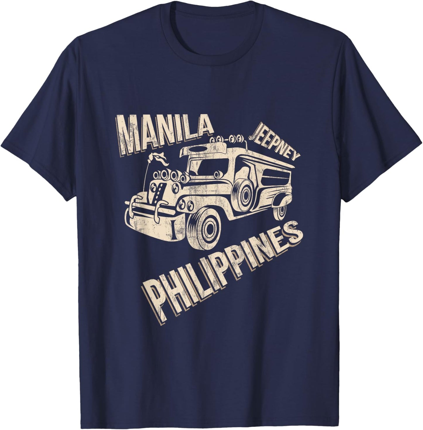 Manila Retro Philippines Jeepney T-Shirt - T-Shirt | Navy