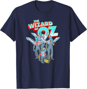 WB100 The Wizard Of Oz Winged Monkeys Groovy Poster T-Shirt - T-Shirt | Navy