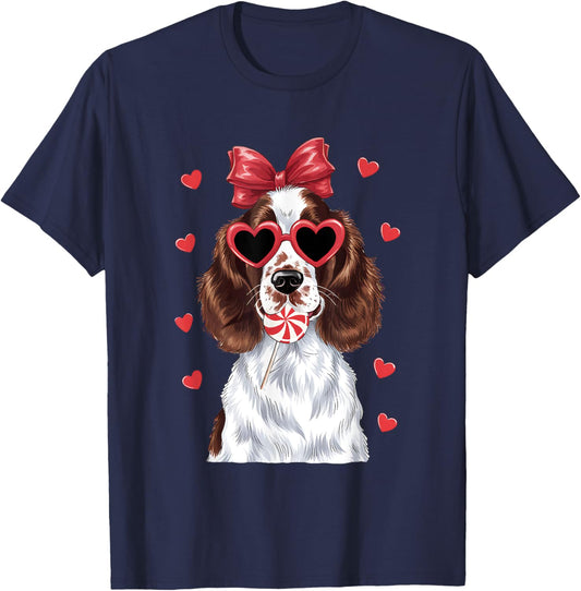 Adorable English Springer Spaniel Sweet Lollipop Valentine T-Shirt - T-Shirt | Navy