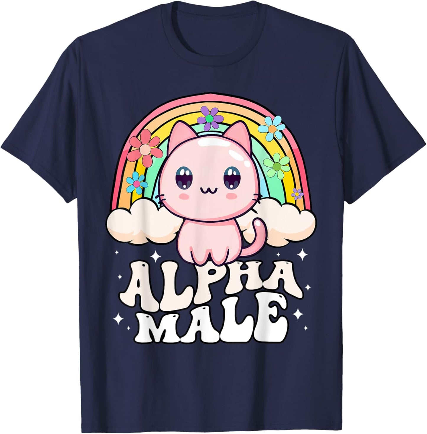 Alpha Male Cat Rainbow T-Shirt - T-Shirt | Navy