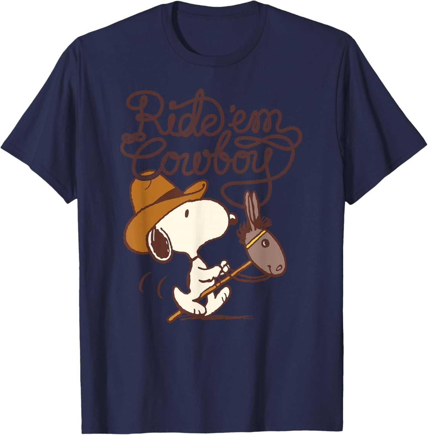 Peanuts - Western Snoopy Ride Em Cowboy T-Shirt - T-Shirt | Navy