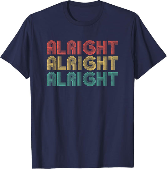Alright Retro 70's Distressed Vintage Classic Seventies T-Shirt - T-Shirt | Navy