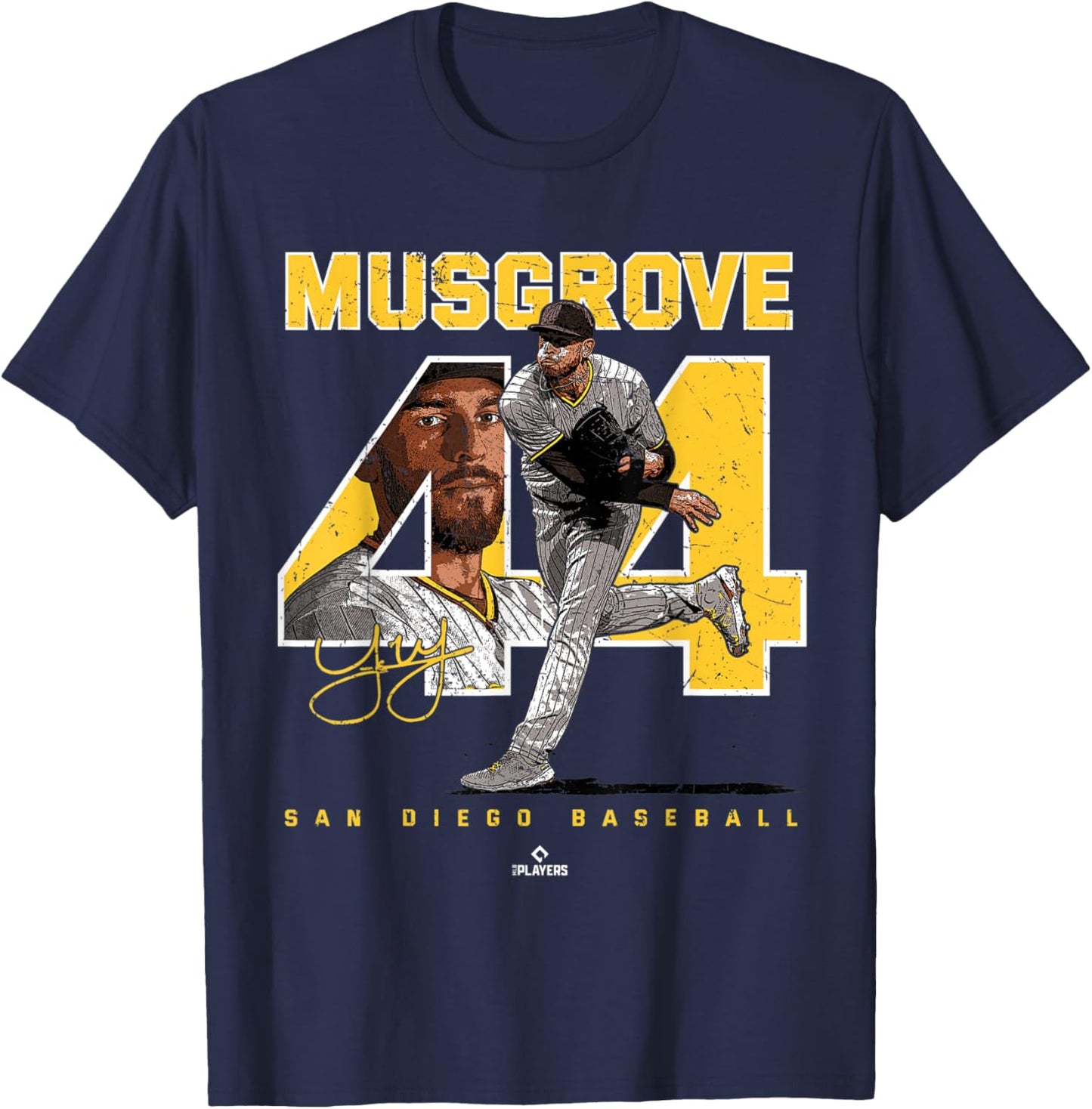 Number and Portrait Joe Musgrove San Diego MLBPA T-Shirt - T-Shirt | Navy