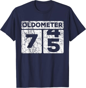 Oldometer 74-75 Car Odometer Funny 75th Birthday T-Shirt - T-Shirt | Navy