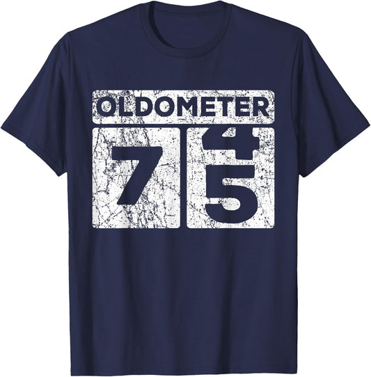 Oldometer 74-75 Car Odometer Funny 75th Birthday T-Shirt - T-Shirt | Navy