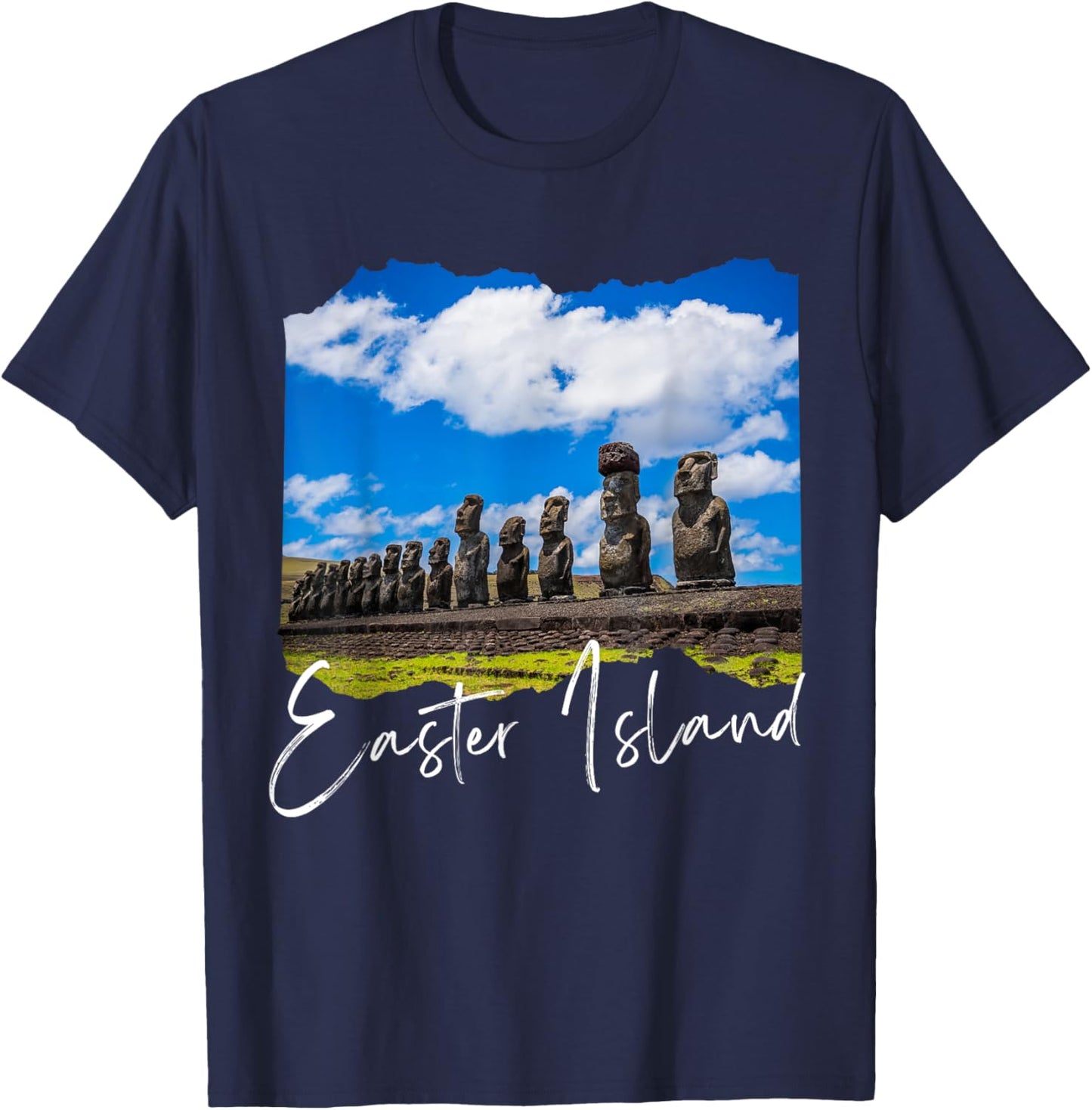 Retro Easter Island T-Shirt - T-Shirt | Navy