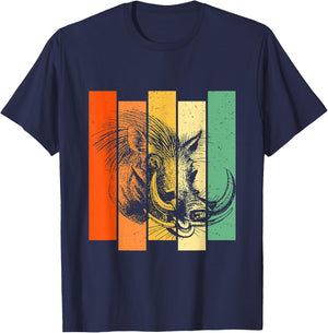 Warthog Africa Pig Wildlife Animal Retro Vintage T-Shirt - T-Shirt | Navy