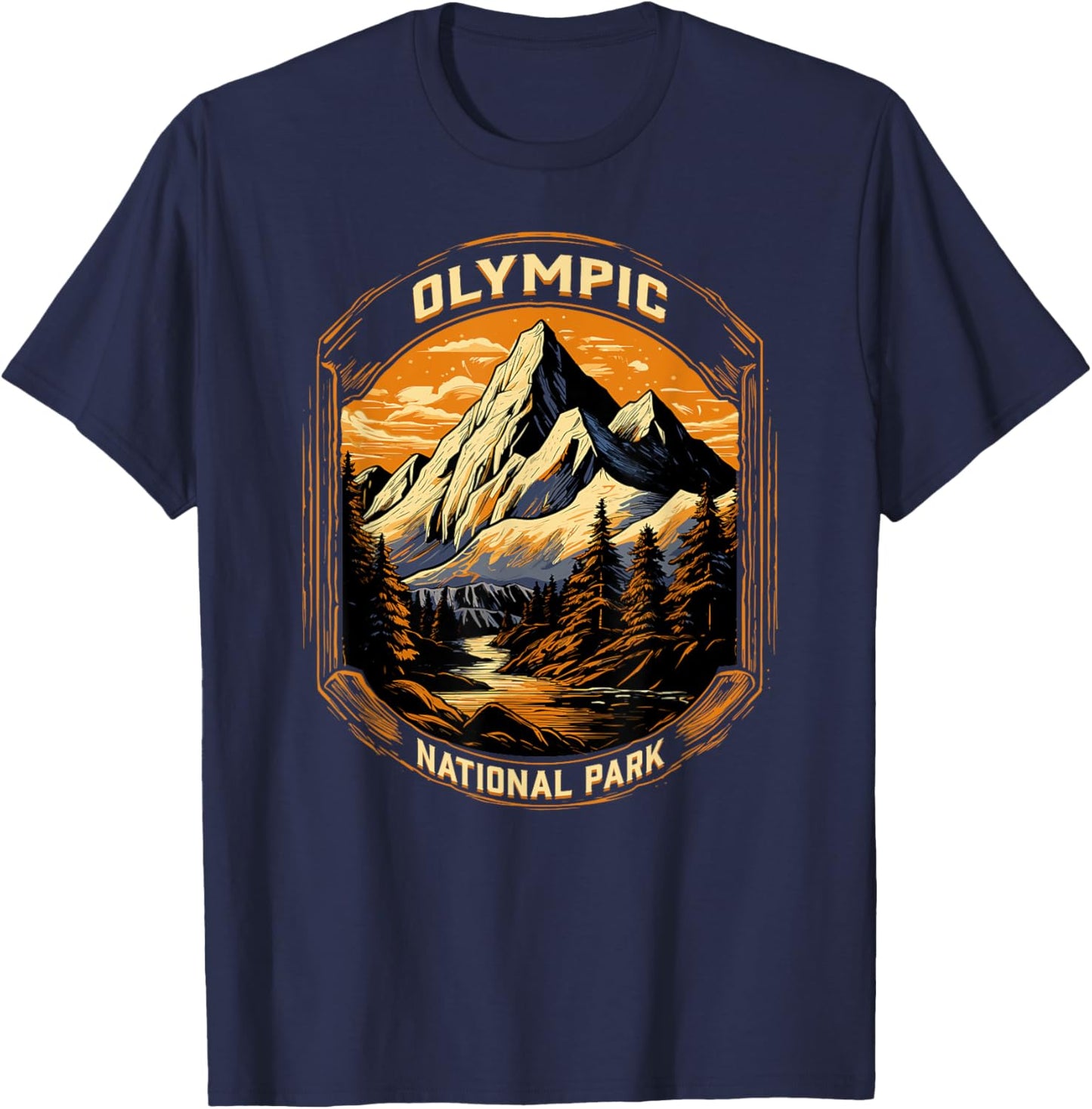 Olympic National Park Mountain River Tourist Souvenir T-Shirt - T-Shirt | Navy