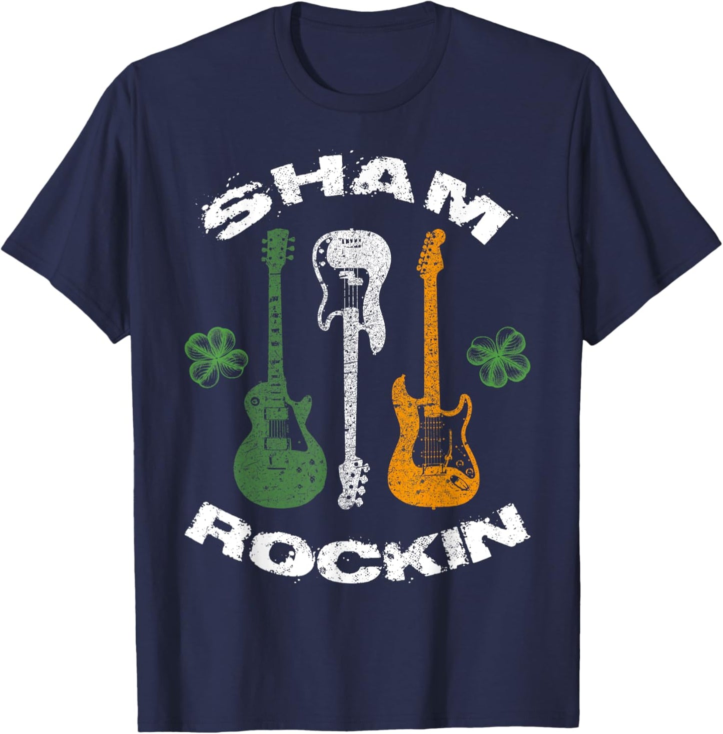 Sham Rocking Shamrock Guitar Music Lover St.Patrick's Day T-Shirt - T-Shirt | Navy