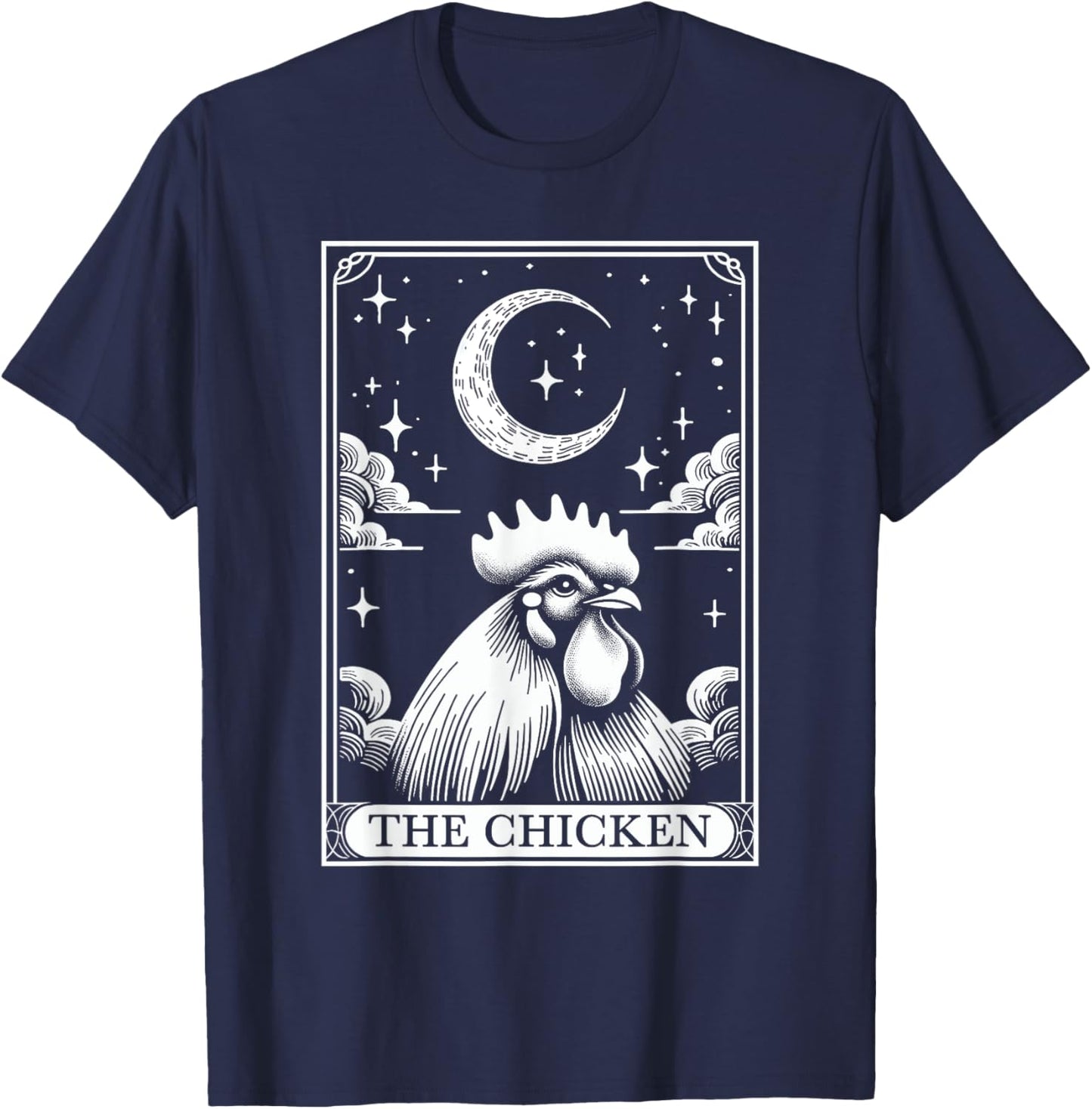 Tarot Card Vintage Crescent Moon Chicken Farm Animal Lovers T-Shirt - T-Shirt | Navy