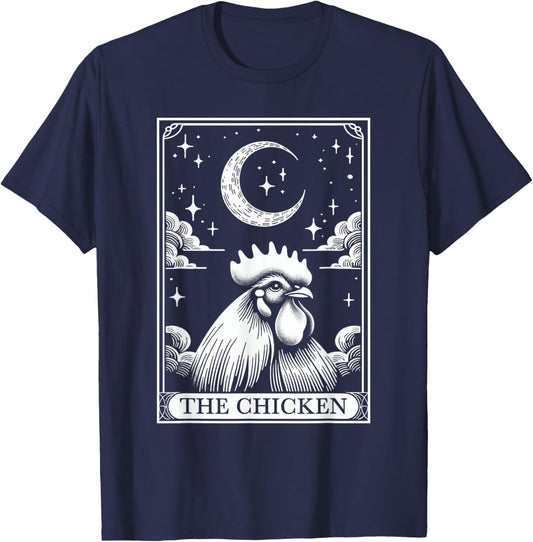 Tarot Card Vintage Crescent Moon Chicken Farm Animal Lovers T-Shirt - T-Shirt | Navy