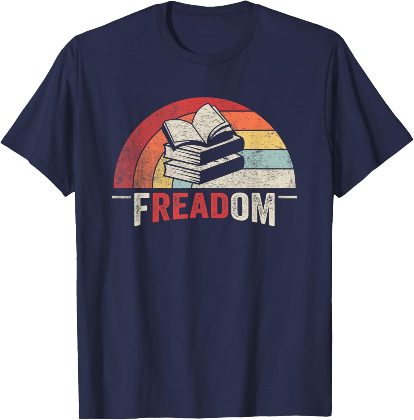 Retro Vintage fREADom Anti Ban Books Freedom To Read T-Shirt - T-Shirt | Navy
