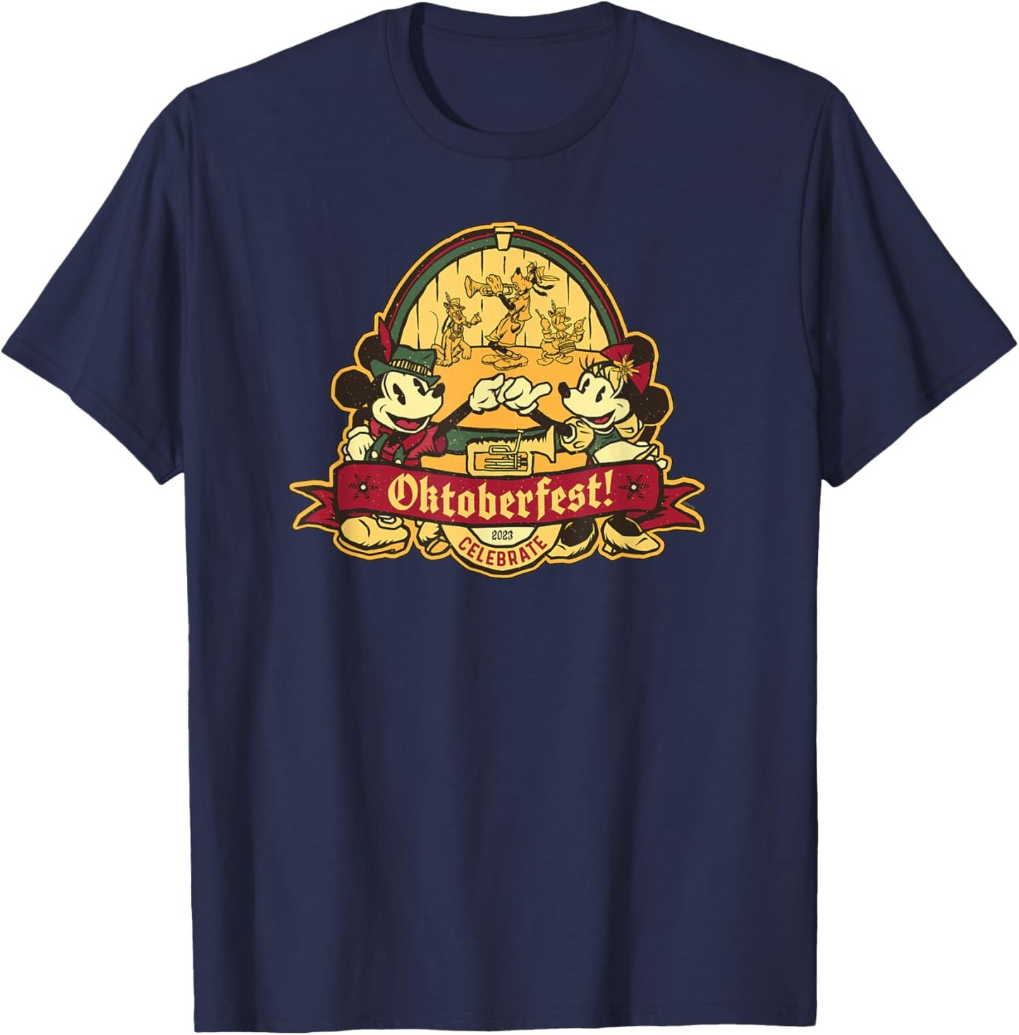 Disney Mickey and Minnie Mouse Celebrate Oktoberfest 2023 T-Shirt - T-Shirt | Navy