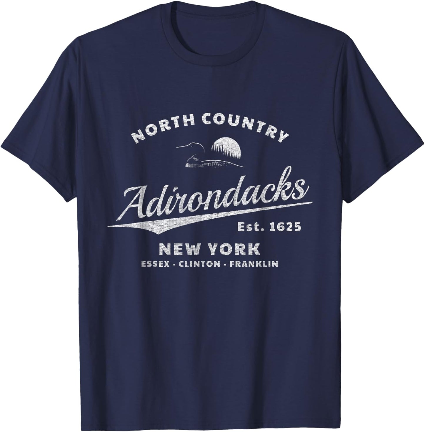 Adirondacks New York - Loon in Mountain Sunset - Throwback T-Shirt - T-Shirt | Navy