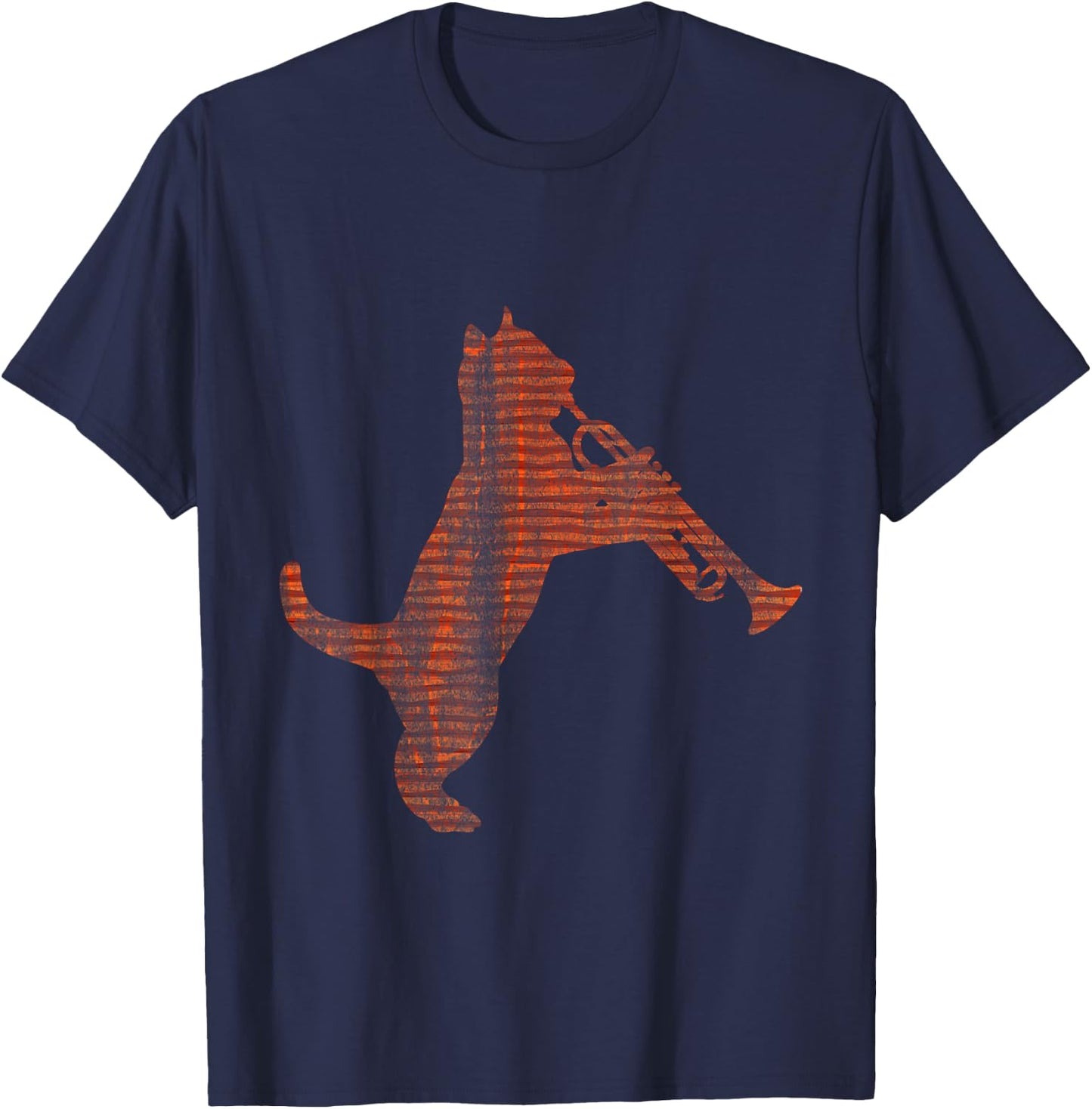 Cat Playing Trumpet T-Shirt - T-Shirt | Navy