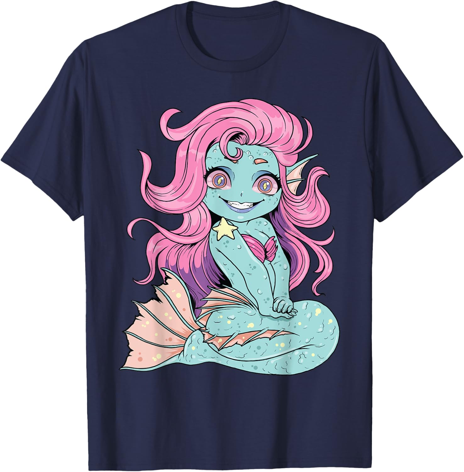 Pastel Goth Mermaid Shirt Kawaii Zombie Mermaid Cute Witchy T-Shirt - T-Shirt | Navy