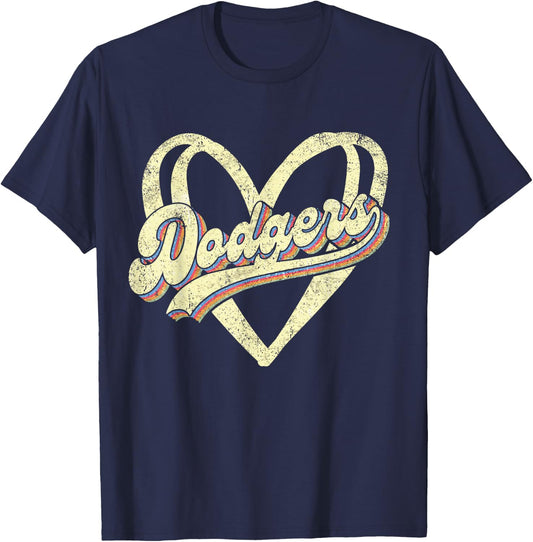 Dodgers Name Retro Vintage First Name Dodgers Lover Usa Flag T-Shirt - T-Shirt | Navy