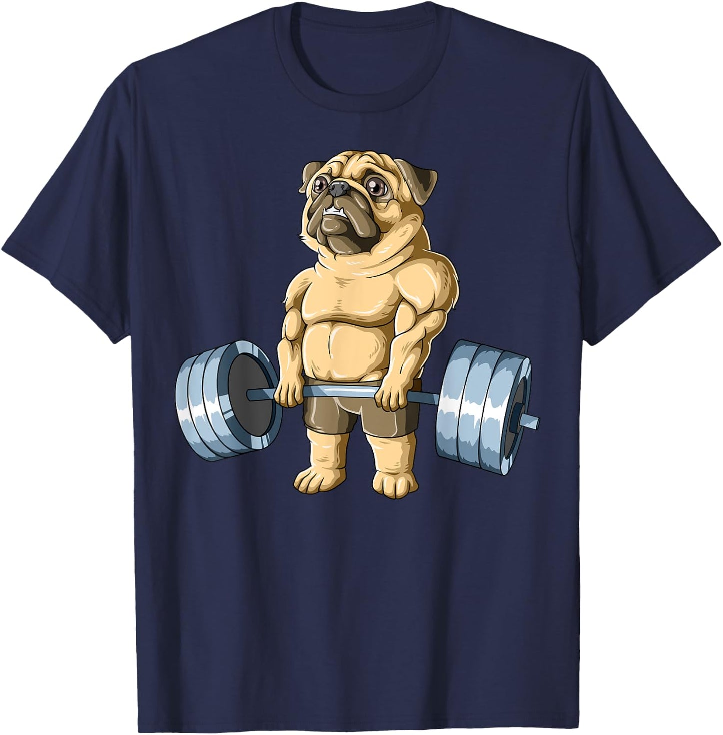 Weightlifting Pug Deadlifting Pug Powerlifting Workout Gym T-Shirt - T-Shirt | Navy