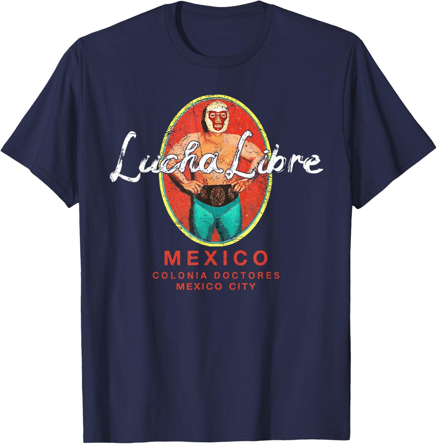 Lucha Libre Wrestling Vintage Luchador Wrestler Retro Small T-Shirt - T-Shirt | Navy