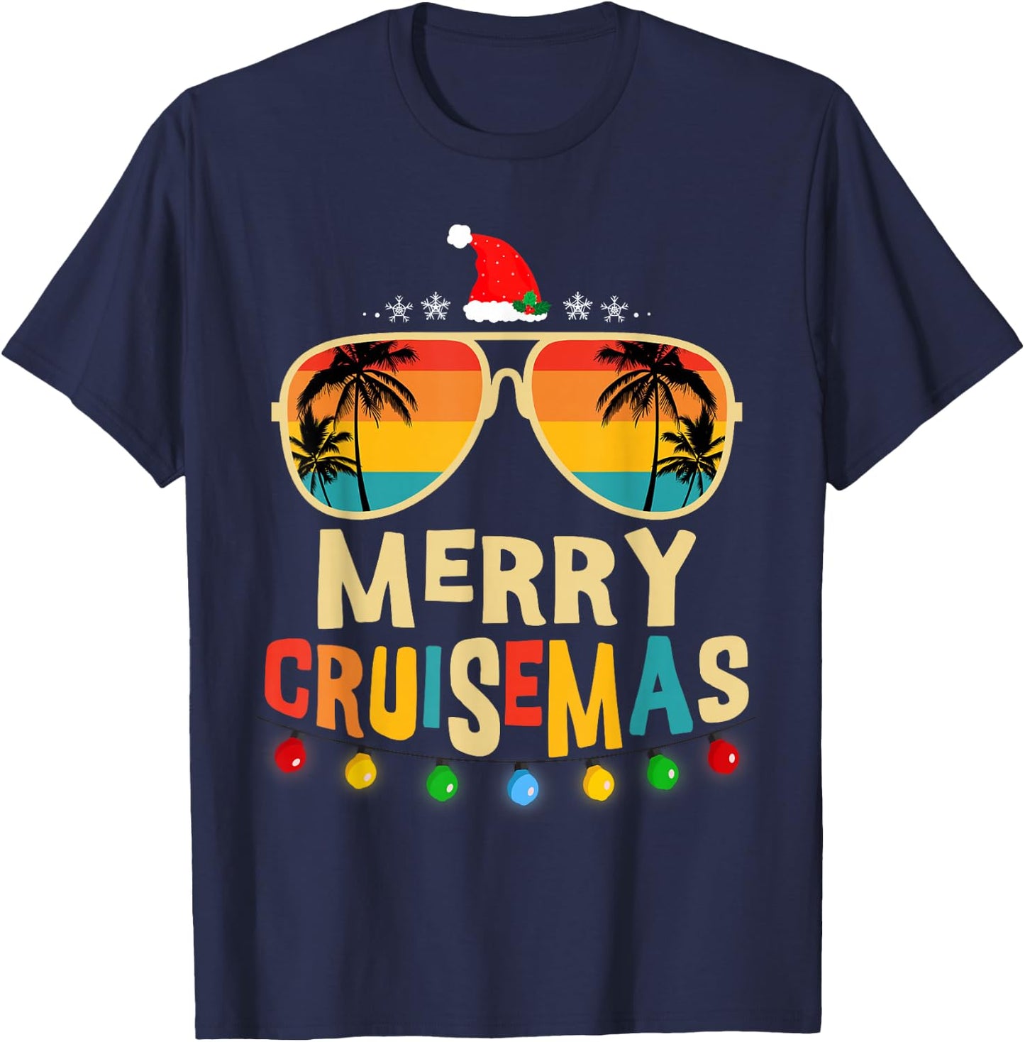 Merry Cruisemas 2025 Christmas Santa Reindeer Cruise T-Shirt - T-Shirt | Navy