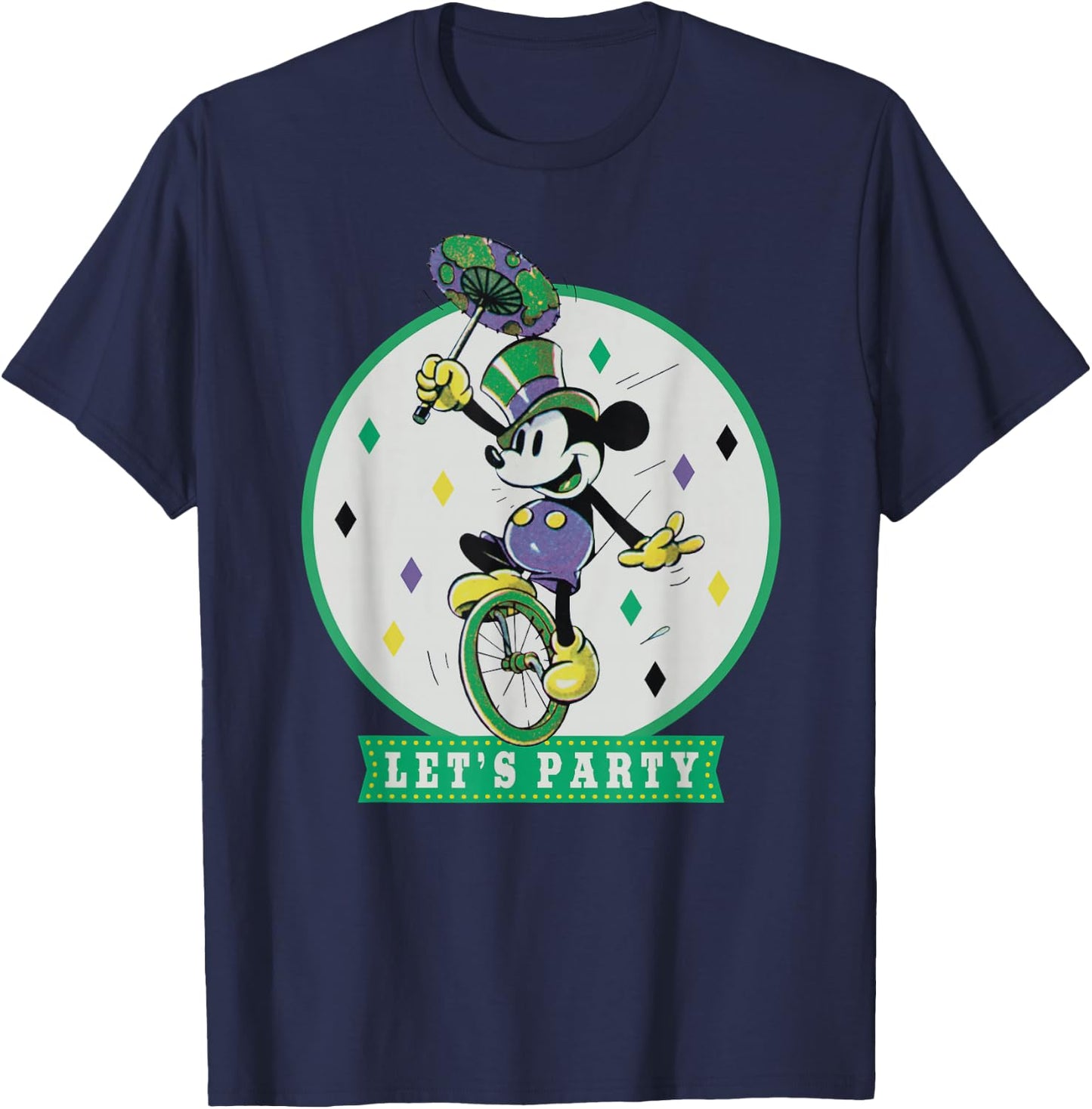Disney Mickey Mouse Let's Party Mardi Gras Vintage T-Shirt - T-Shirt | Navy