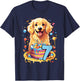Golden Retriever Dog 7th Birthday Themed Party 7 Men Women Kids T-Shirt - T-Shirt | Navy