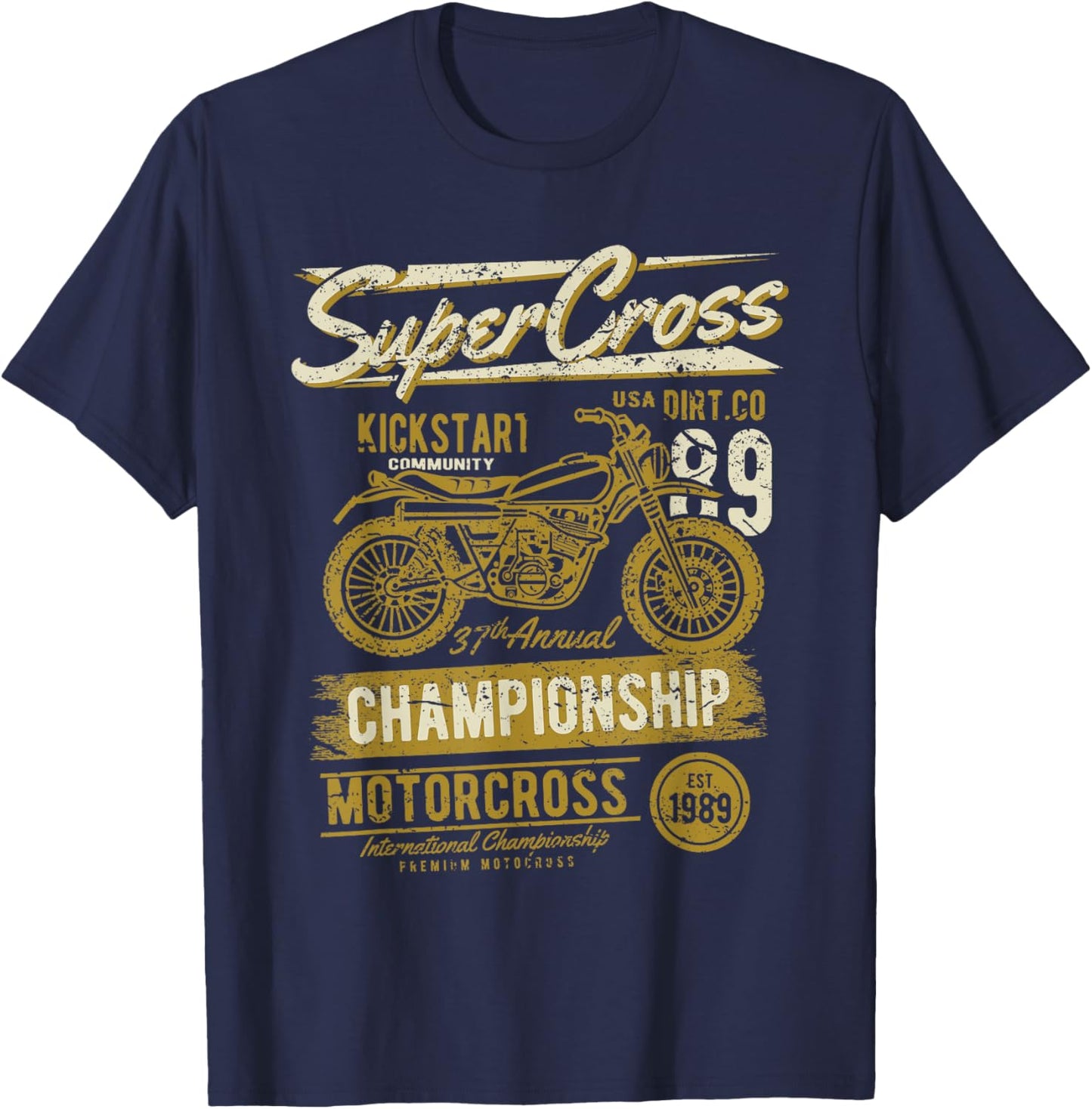 Retro Dirt Bike Supercross Motocross Vintage Design T-Shirt - T-Shirt | Navy